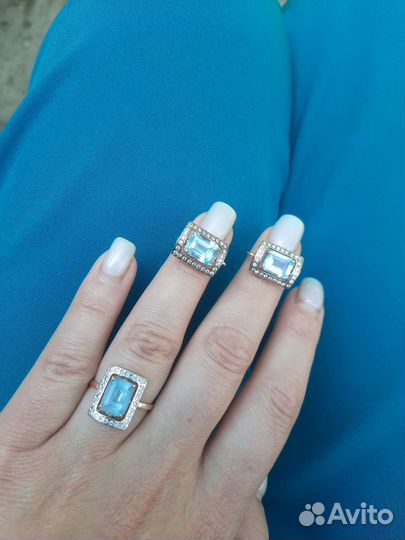 Золотые серьги и кольцо комлекты