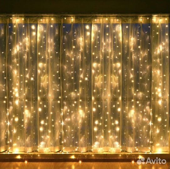 Гирлянда-штора в пол новогодняя