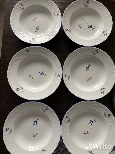 Тарелки фарфор гуси