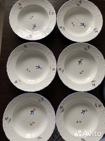 Тарелки фарфор гуси