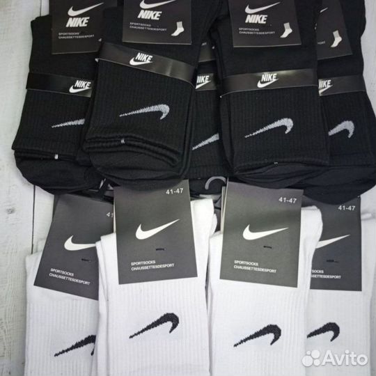 Белые чёрные носки Nike хлопок