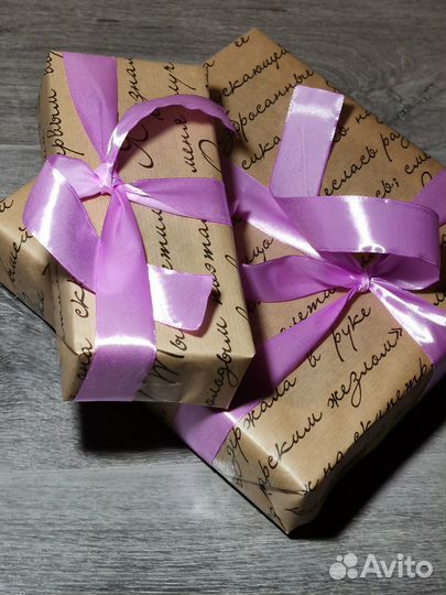 Бумага подарочная 100х70см + атласная лента 2м