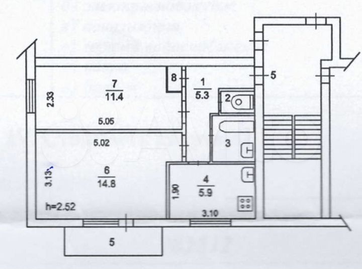 2-к. квартира, 41,1 м², 2/2 эт.