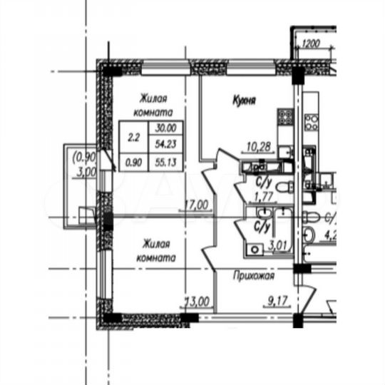 2-к. квартира, 55 м², 7/12 эт.