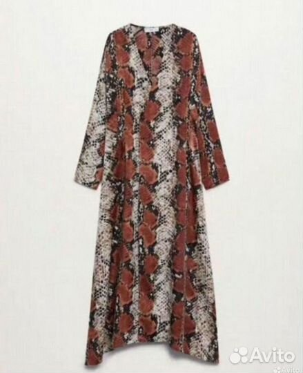 Платье mango длинное xs змеиный принт питон