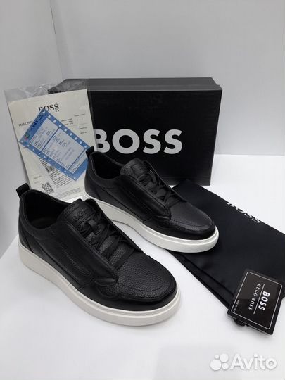 Кеды Hugo Boss мужские черные кожаные