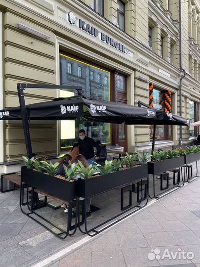 Уличный зонт для кафе и ресторанов. Боковой зонт