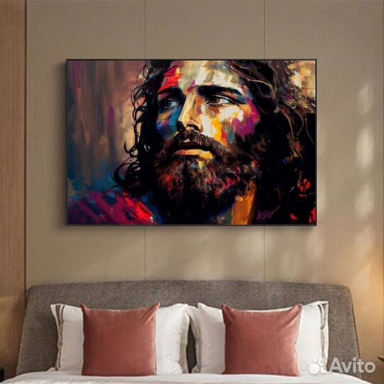 Картина маслом Иисус Яркая абстрактная живопись