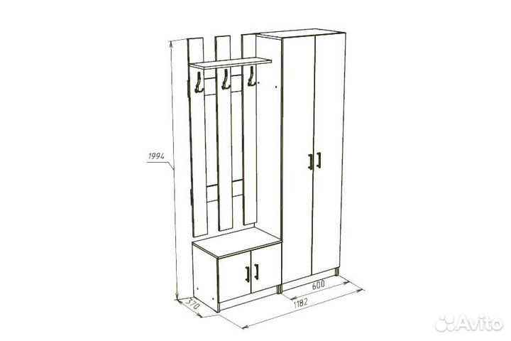 Набор мебели для прихожей Лофт