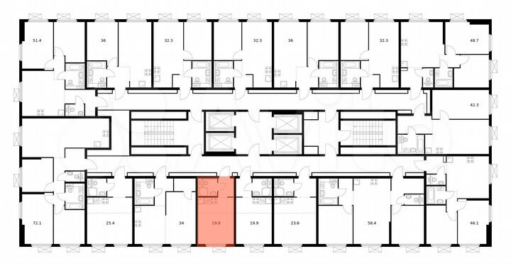 Квартира-студия, 19,9 м², 8/33 эт.