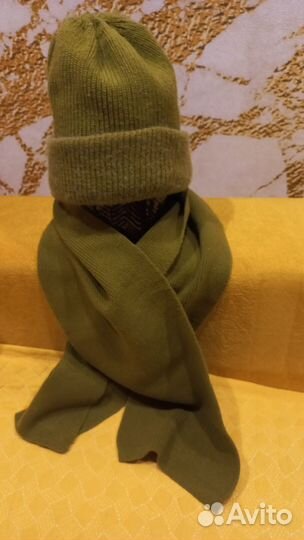 Комплект шапка и шарф женские ангора