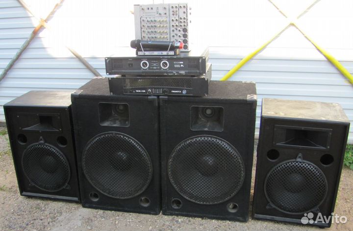 Колонки FA EVM 2000W 4шт Усилитель Микшер Микрофон