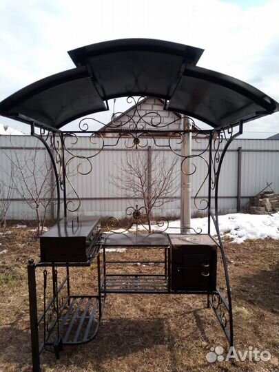 Мангал с печью под казан