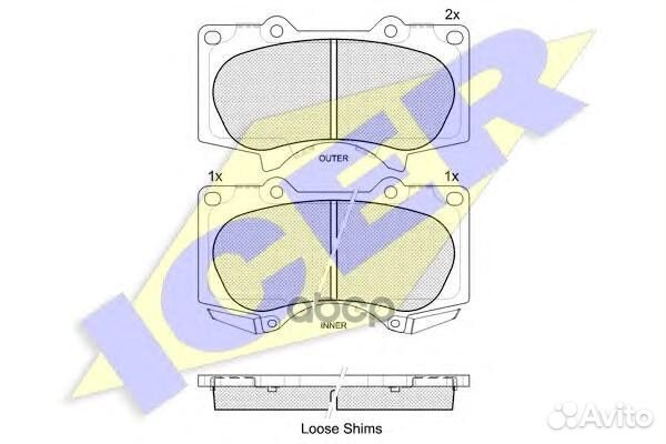 Колодки передние lexus / toyota / mitsubishi IC