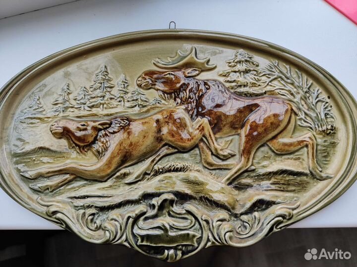 Панно настенное керамика СССР Олени