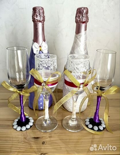 Свадебные шампанское и бокалы