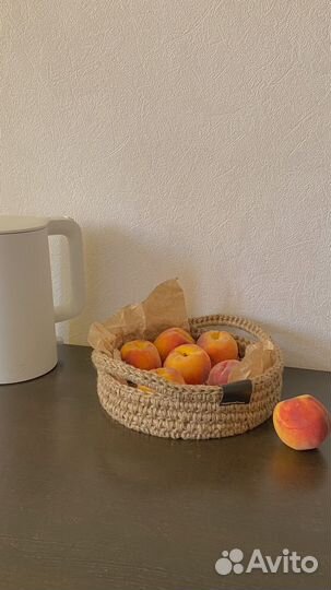 Поднос из джута с деревянным дном