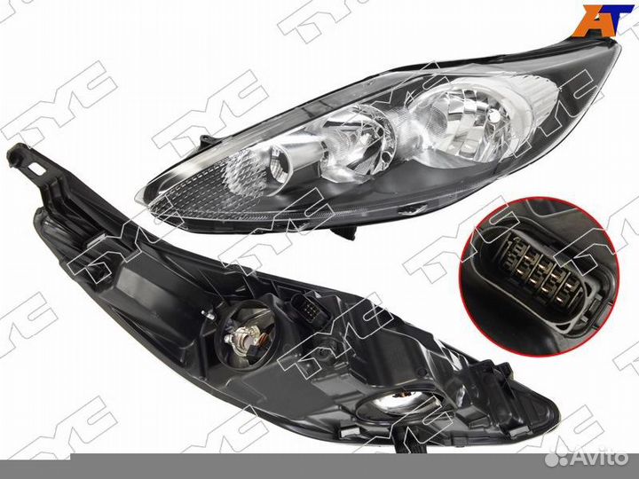 Фара ford fiesta 09-12 LH с корректором, черная
