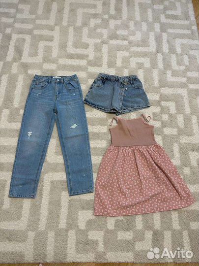 Вещи пакетом джинсы, юбка-шорты, сарафан (платье)