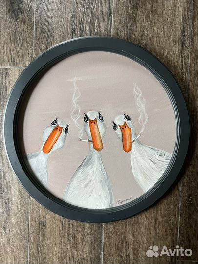 Картина акрил Гуси