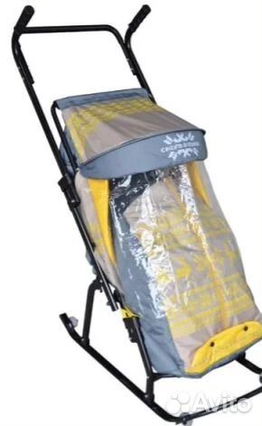 Санки-коляска Скользяшки Герда-4-Р3 (серо-желтый)