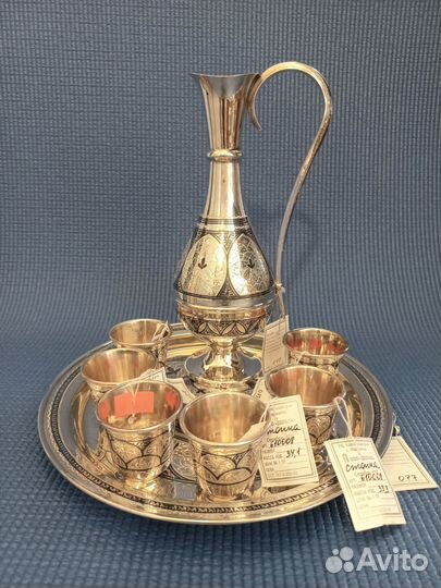 Серебряный сервиз для крепких напитков Кубачи