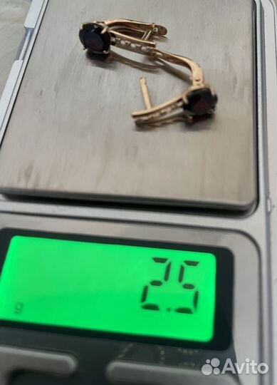 Серьги золото с гранатом