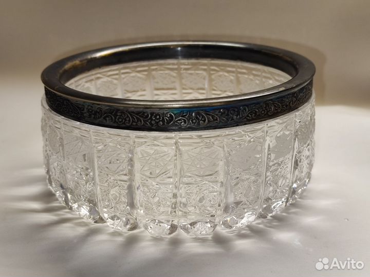 Ваза хрустальная с мельхиором СССР