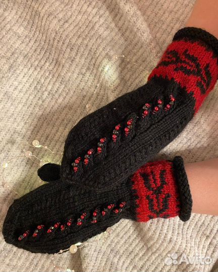 Варежки, перчатки ручная работа