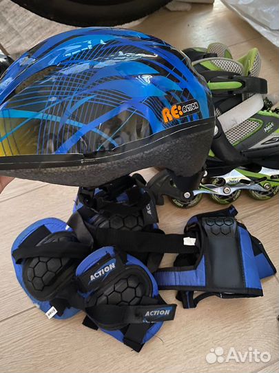 Ролики раздвижные (30-33 р), шлем и защита