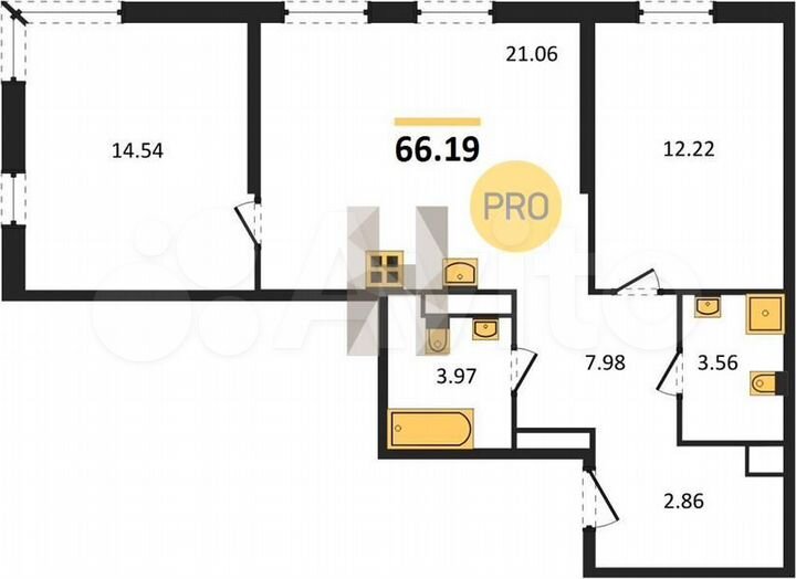 2-к. квартира, 66,2 м², 22/32 эт.