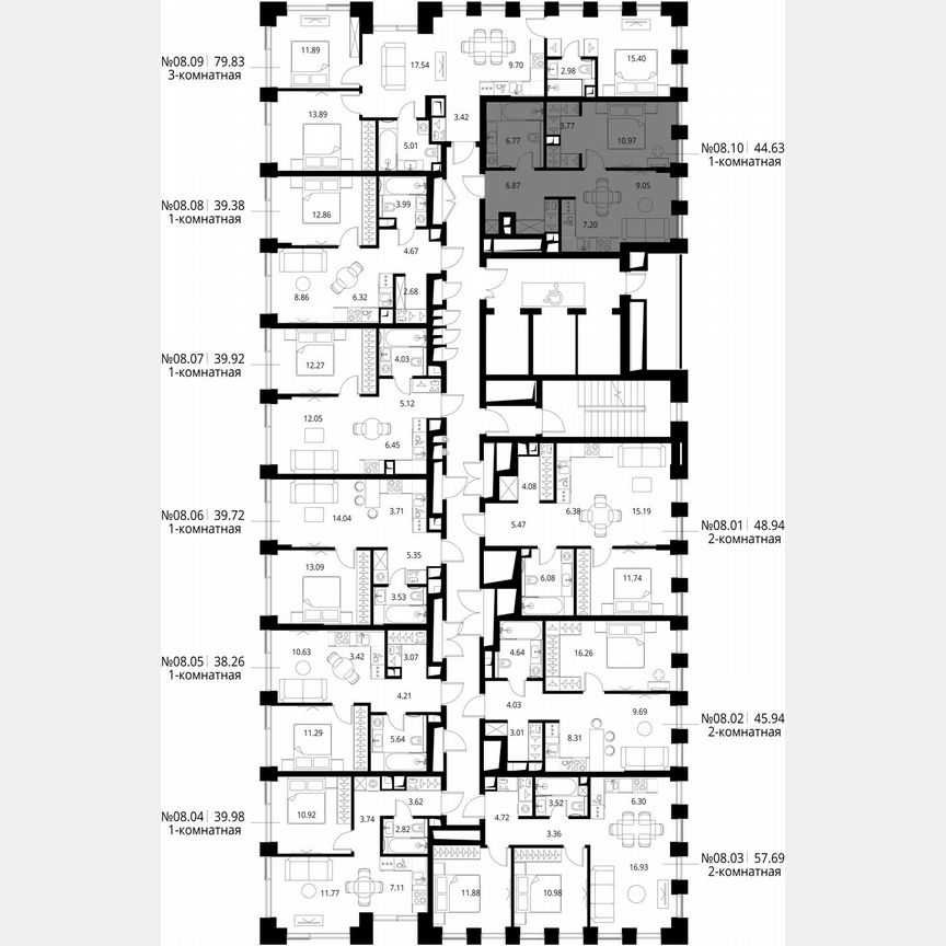 1-к. квартира, 44,6 м², 8/26 эт.