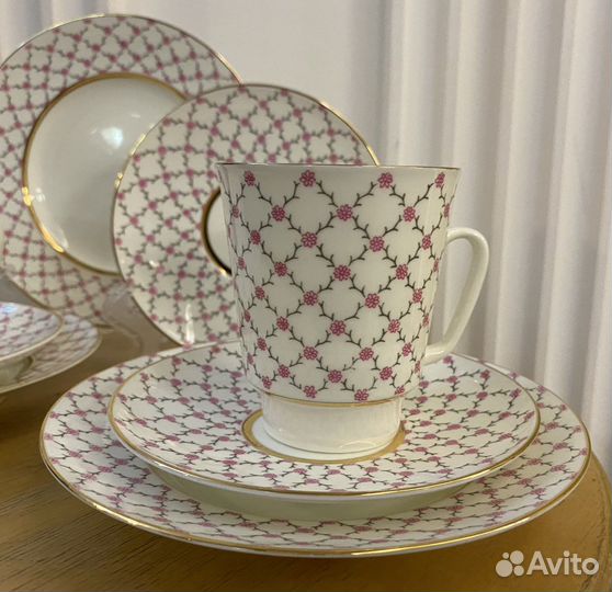 Кофейная пара тройка костяной фарфор лфз