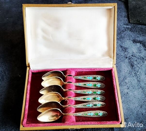 Серебряные ложки СССР с эмалью