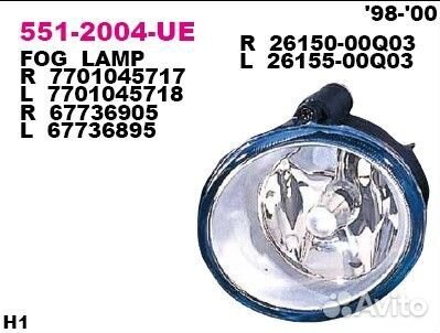 Фара противотуманная передн лев renault: laguna I