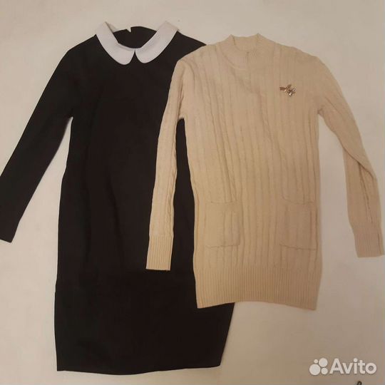 Новая туника кофта молочная на 9-10 лет теплая