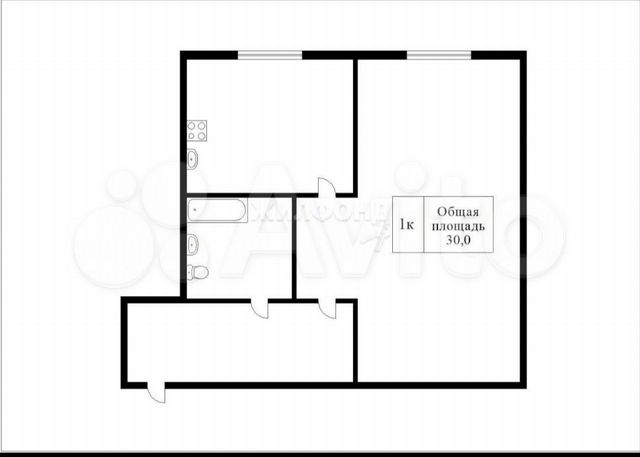 1-к. квартира, 30 м², 3/4 эт.