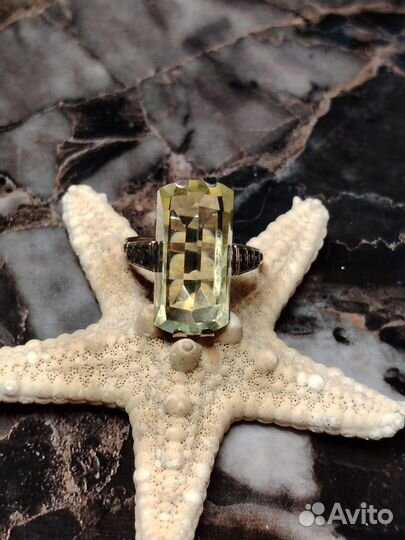 Кольцо СССР 875 пробы с цитрином