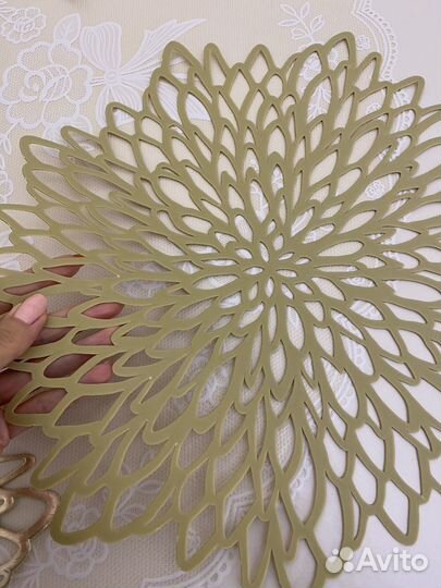 Салфетки под горячее на стол, 38см, 4шт, золото