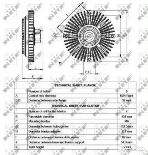 NRF 49521 49521 муфта вентилятора\ Ford Transit 2