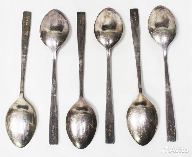 Набор Ложки чайные 6 шт, мельхиор, эмаль, длина 13