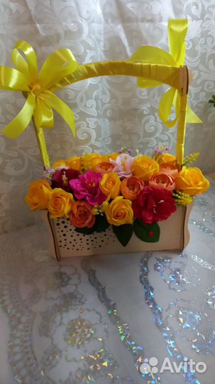 Букет с цветами из мыла