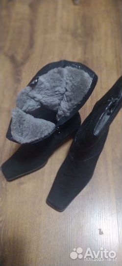 Сапоги женские зимние, натуральная замша и мех