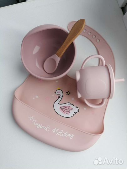 Посуда для прикорма, силиконовый нагрудник