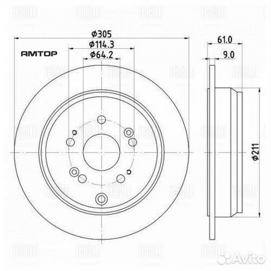 Trialli DF 230116 Диск тормозной Honda CR-V (01)
