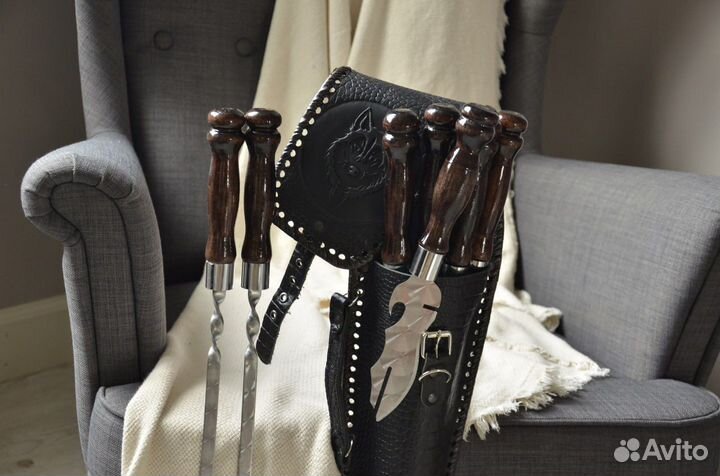 Нож баребкю 5 в 1, нож-вилка для шашлыка