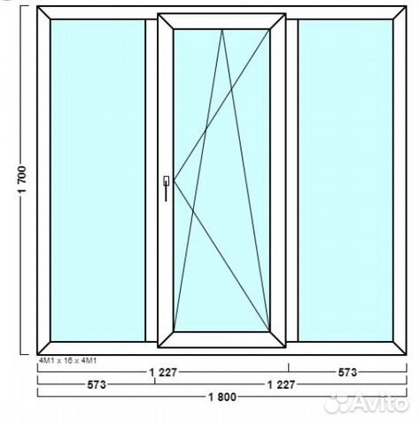 Пластиковое окно 1700х1800