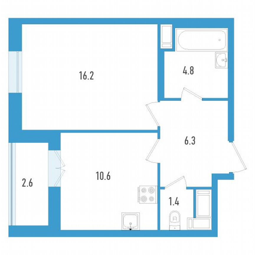 1-к. квартира, 40 м², 19/19 эт.