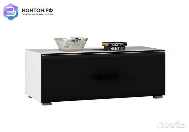 Тв-тумба Квадро черный глянец / белый