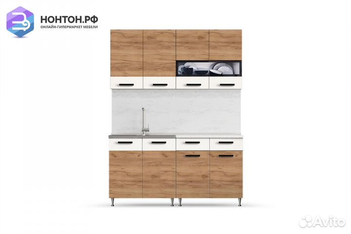 Кухня Рио 1.6 м дуб крафт / бежевый